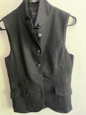 rag & bone Black Tailored Sleeveless Button Vest